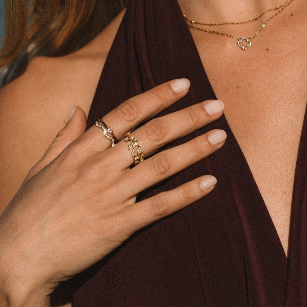 18K Guld Krystal Vinstang Ring