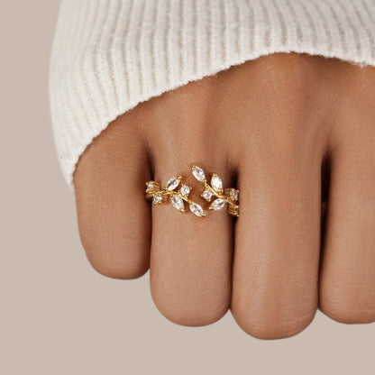 18K Guld Krystal Vinstang Ring