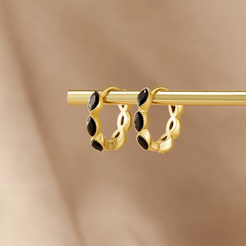 Onyx Tiny Hoop Øreringe
