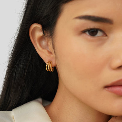 Anaya Triple Gold Hoop Øreringe