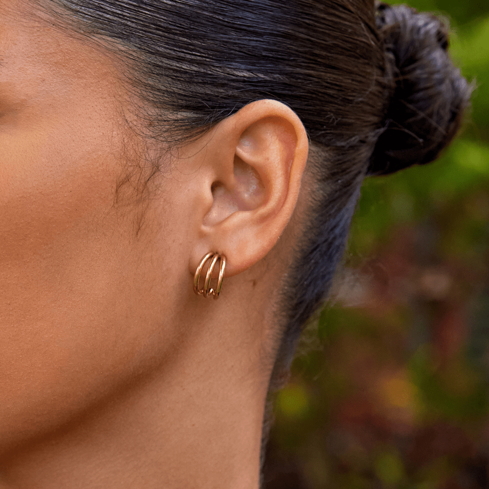 Anaya Triple Gold Hoop Øreringe