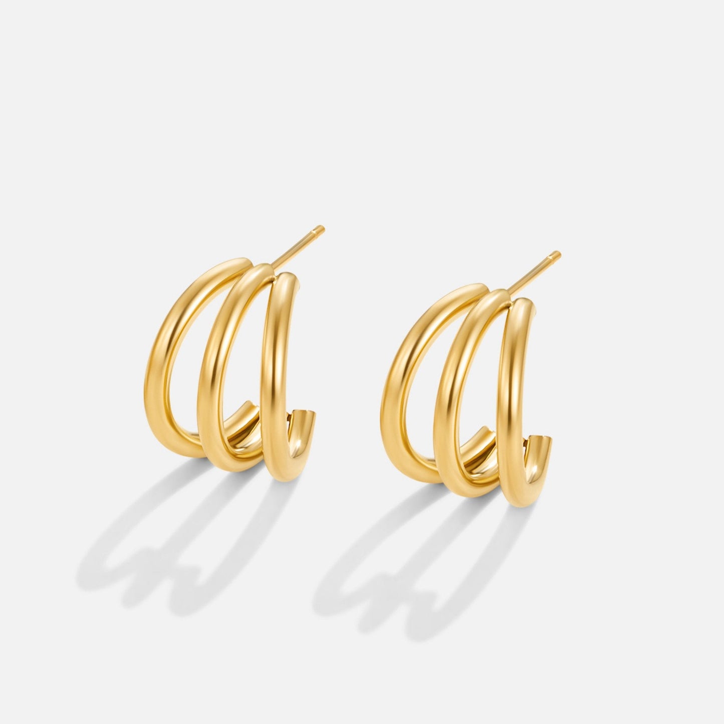 Anaya Triple Gold Hoop Øreringe