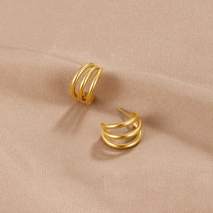Anaya Triple Gold Hoop Øreringe