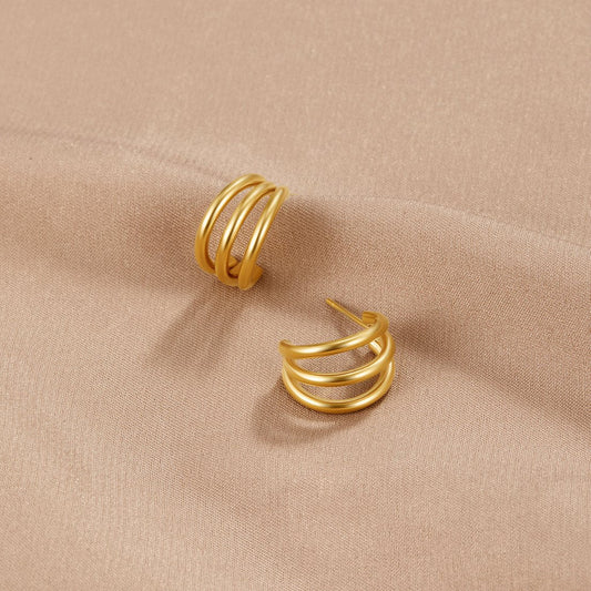Anaya Triple Gold Hoop Øreringe