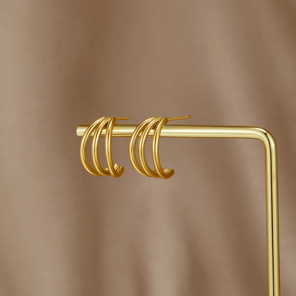Anaya Triple Gold Hoop Øreringe