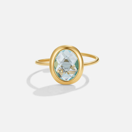 Aquamarine Krystal Guld Ring