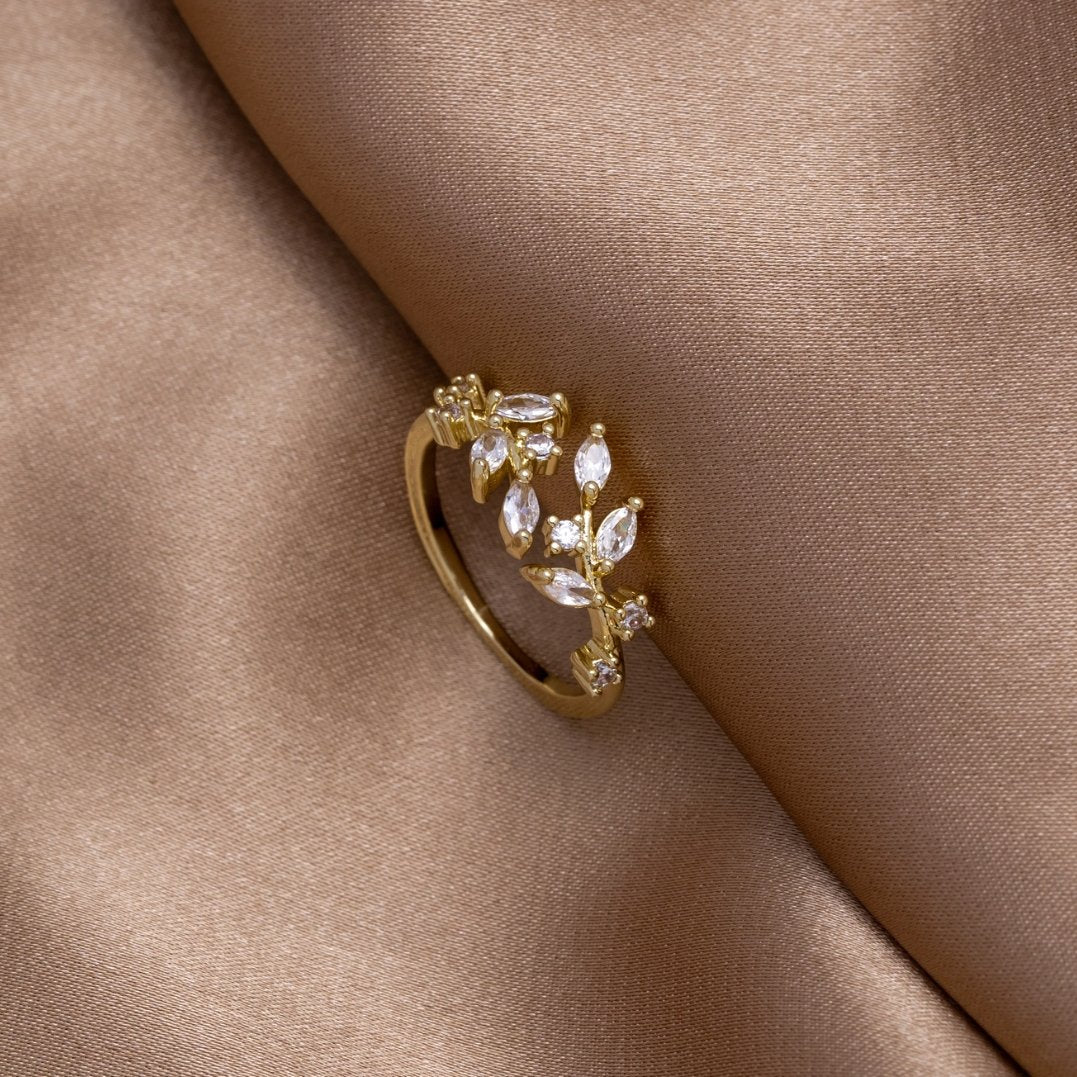 18K Guld Krystal Vinstang Ring