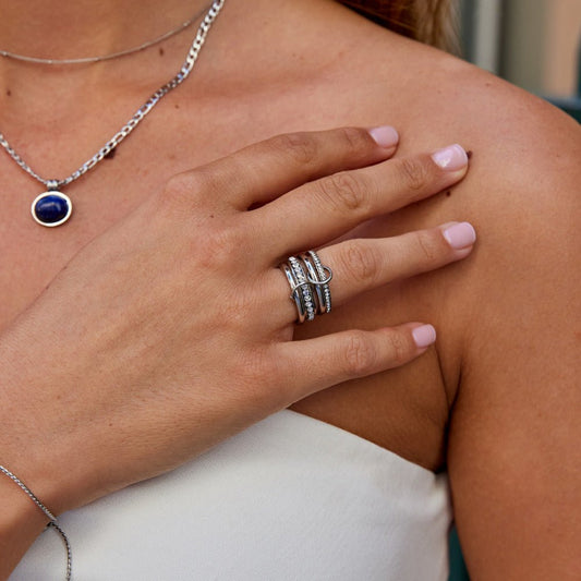 'Evig' Link Krystal & Sølv Ring
